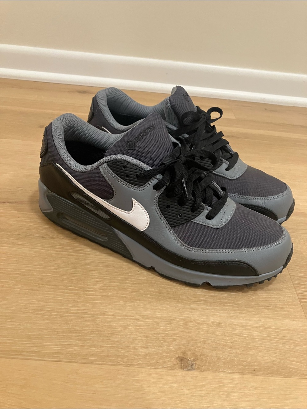 Nike Gray and Black Air Max Sneakers with White Swoosh